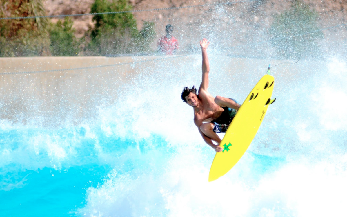 Matt Meola Surfing at the Wadi Adventure Wave Pool in Al Ain Surf Park Central