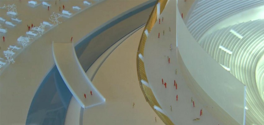 Bridges crossing surf moat at Washington Redskins NFL Stadium by Bjarke Ingels Group | Surf Park Central